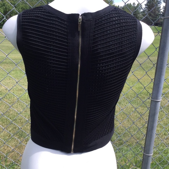 NWT Bebe Sheer Stripe Sweater Tank Black - Picture 7 of 10